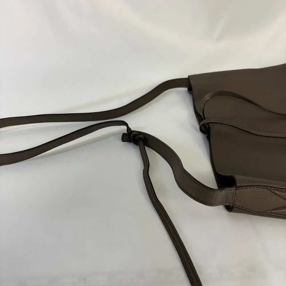 Michael Kors Junie Large Pebbled Leather Messenger Green Taupe Shoulder Bag